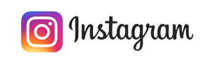The Instagram logo featuring a colorful camera icon next to the word Instagram written in a black, cursive font on a light gray background.
