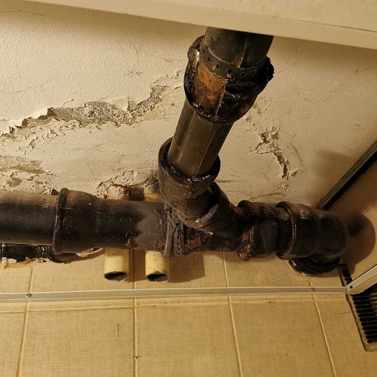 damaged residential drain pipe