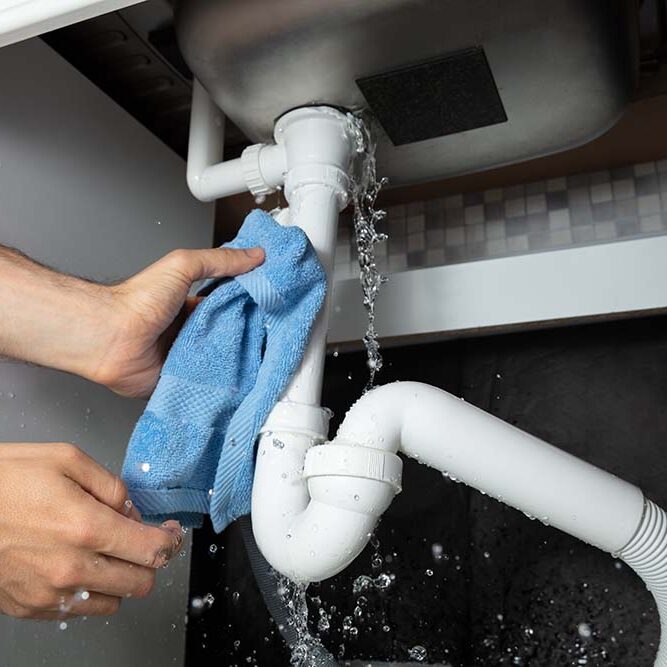 leaking water pipe under sink