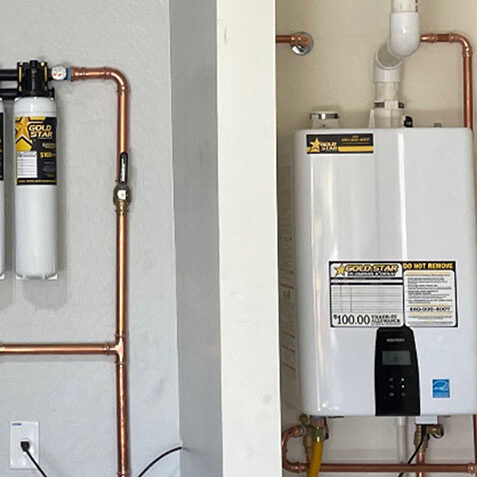 Tankless Water Heater and Water Filtration System Installed in the Wall