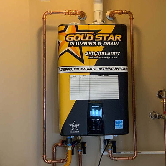 water heater being installed